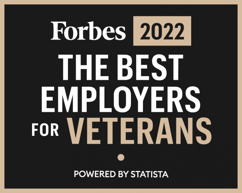 Award certificate for best employers of veterans 2022
